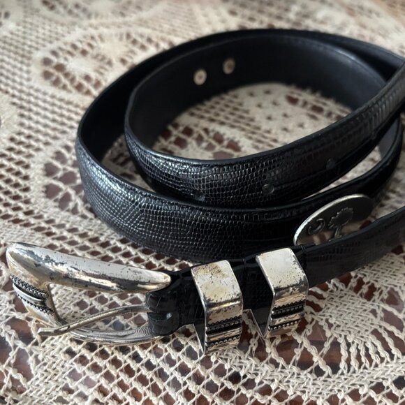 Black Leather Western Belt 36 - 38 - Picture 2 of 10